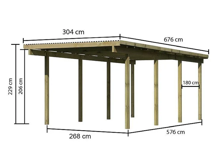 Karibu Einzelcarport ECO 2 Variante A kdi – Bild 3