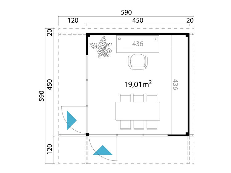 Lasita Gartenhaus Domeo 9, 70 mm Wandstärke, grüngrau – Bild 3