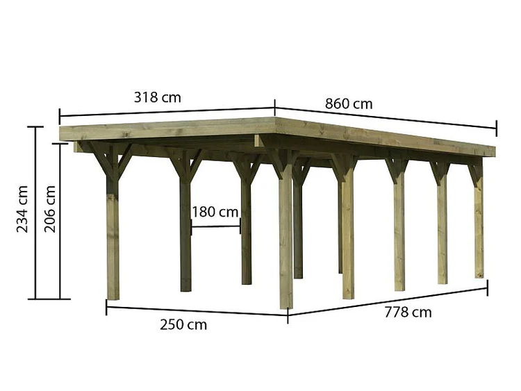 Karibu Carport Classic Einzel 3 ohne Einfahrtsbogen kdi – Bild 5