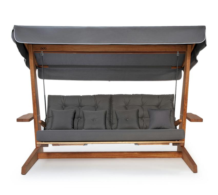 Irokoholz Hollywoodschaukel Luna 2600 | Anthrazit | 139x260x195 cm – Bild 2