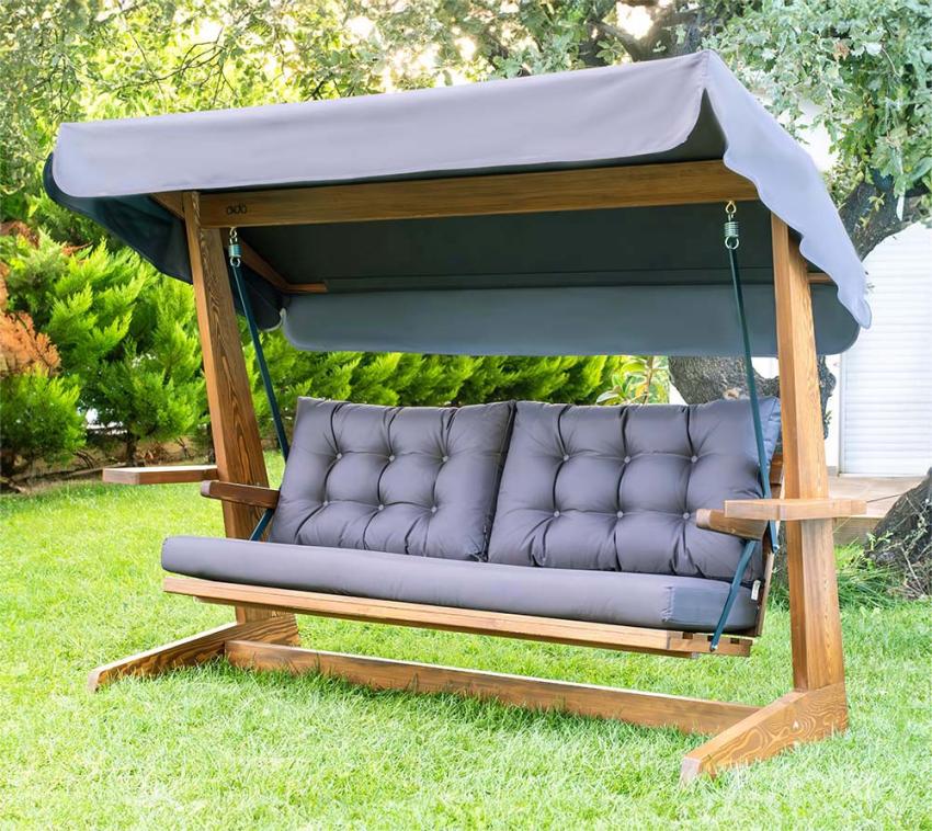 Holz Hollywoodschaukel Viva 2400 | Anthrazit | 237x115x175 cm