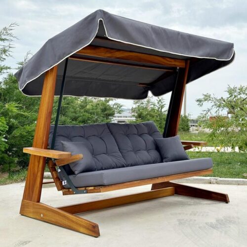 Holz Hollywoodschaukel Sia 2400 | Anthrazit | 120x236x190 cm