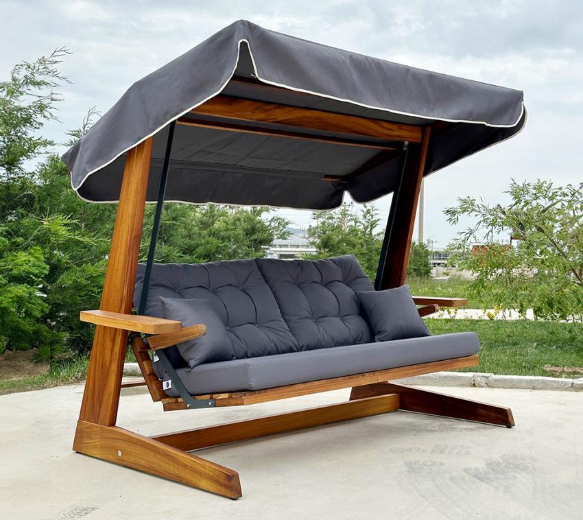 Holz Hollywoodschaukel Sia 2400 | Anthrazit | 120x236x190 cm