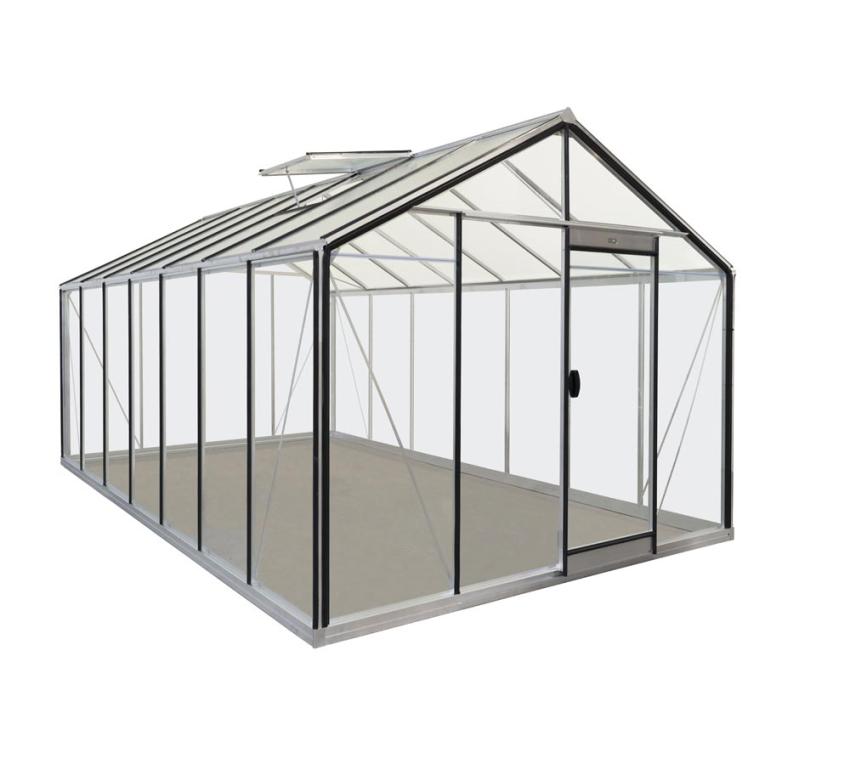 Glas Gewächshaus R310H-B | Silber | 741x306x263 cm – Bild 3