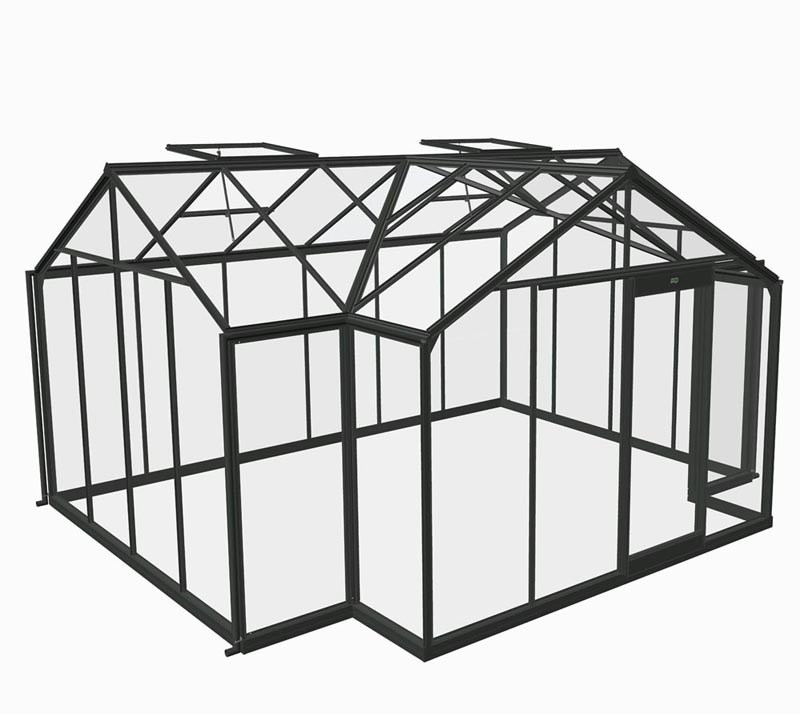 Glas Gewächshaus Orangerie Helene | Schwarz | 377x445x259 cm – Bild 3